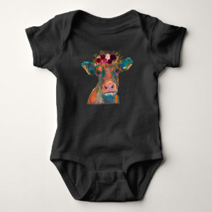 Kuhkopf-Gesichtspunkt farbige Wasserfarbe  Kuhgesc Baby Strampler