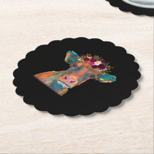 Kuhkopfgesicht farbenfrohe Wasserfarbe   Kuhgesche Untersetzer