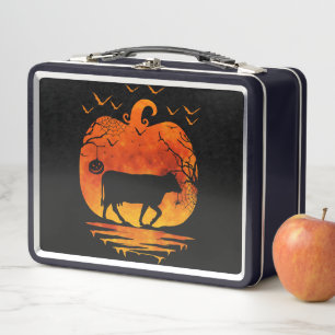 KUHKOSTÜM HALLOWEEN KÜRBIS HERBSTSAISON METALL BROTDOSE