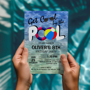 Kühl am Pool Kindergeburtstag Einladung