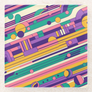 Kühl, bunt Retrodesign der 80er/90er Glasuntersetzer