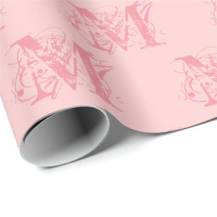 Kühl Cute Fancy Elegant Modern Weiblich Rosa Monog Geschenkpapier