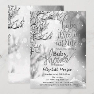 Kühl Es ist kalt draußen Winter Baum Baby Shower Einladung