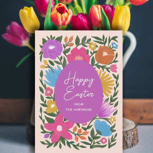 kühl farbenfroh Florals Stilvolles Ostern Lila E Feiertagskarte