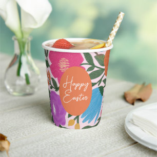 kühl farbenfroh Florals Stilvolles Ostern Orange Pappbecher