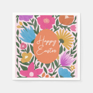 kühl farbenfroh Florals Stilvolles Ostern Orange Serviette
