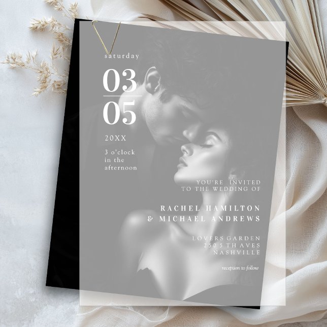 kühl, minimal, Trending, Hochzeit (Minimal, Modern, Wedding, Vellum Invitations)