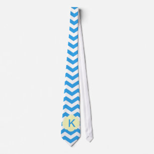 Kühl, modern, elegantes blaues Chevron-Monogramm Krawatte