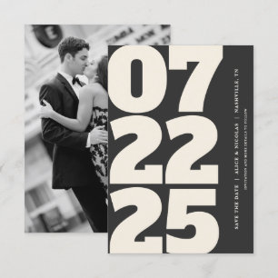 kühl modern Save the Date mit dunklem Foto Einladung