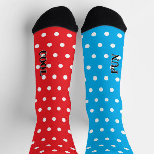 Kühl Spaß Rot Blau Weiß Punkte Ungleich Socken