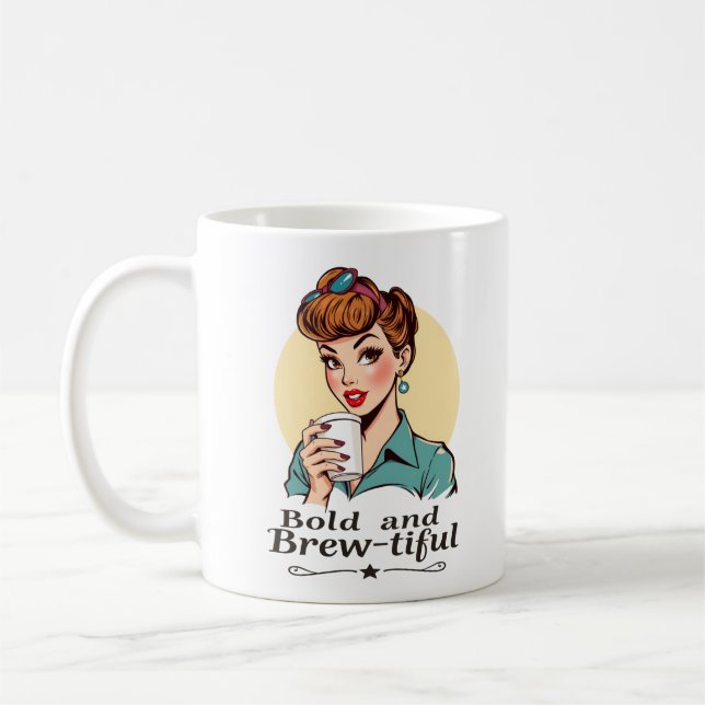 kühl und braun glamourös Retro Kaffeetasse (Links)