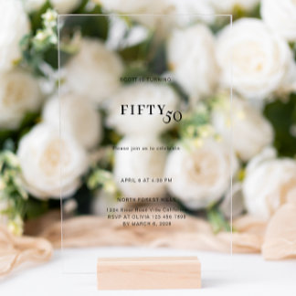 kühl und einfach 50. Geburtstag Acryleinladungen