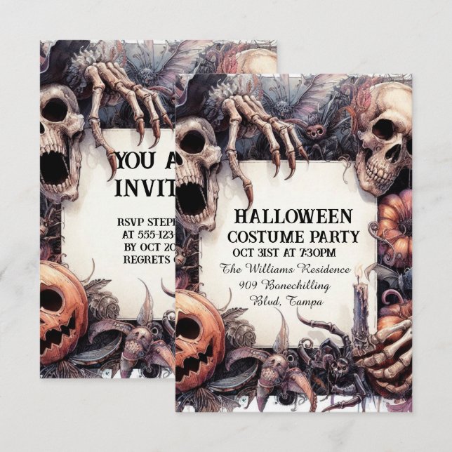 Kühlarm: Anpassbarer Halloween-Party-Call Einladung (Vorne/Hinten)