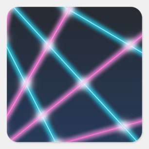 Kühle 80er Laser-Lichtshow-Hintergrund Retro-Neon Quadratischer Aufkleber