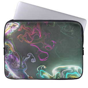 Kühle abstrakte Neon-Flüssigkeitskunst Schwarz Laptopschutzhülle