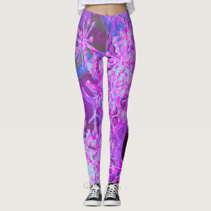 Kühle abstrakte Retro-Natur in Hot Pink und Lila Leggings