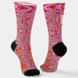 Kühle abstrakte rote und rosa Retro-Zickzackwellen Socken