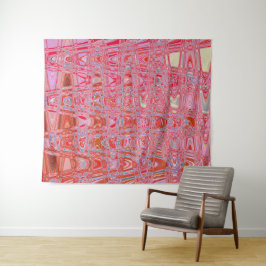 Kühle abstrakte rote und rosa Retro-Zickzackwellen Wandteppich
