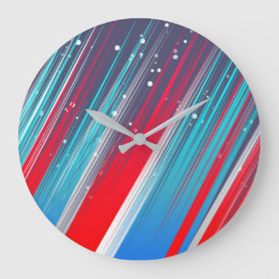 Kühle abstrakte rote weiße blaue Pinselstriche Große Wanduhr