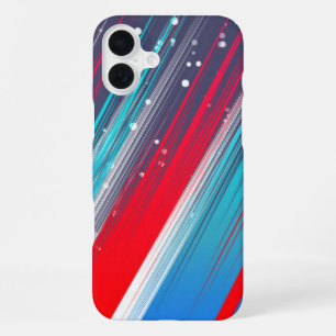 Kühle abstrakte rote weiße blaue Pinselstriche iPhone 16 Plus Hülle