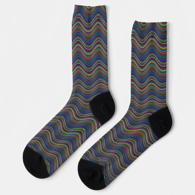 Kühle abstrakte wellige Linienkunst Thunder_Cove Socken (Linkes Detail)