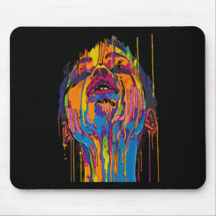 Kühle afrikanische Frau Afro Farbe bemaltes Gesich Mousepad