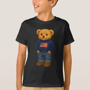 Kühle amerikanische Usa-Bär-Illustration Grafikdes T-Shirt