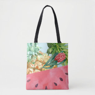 Kühle Ananas Wassermelone Hibiskus Palmblätter