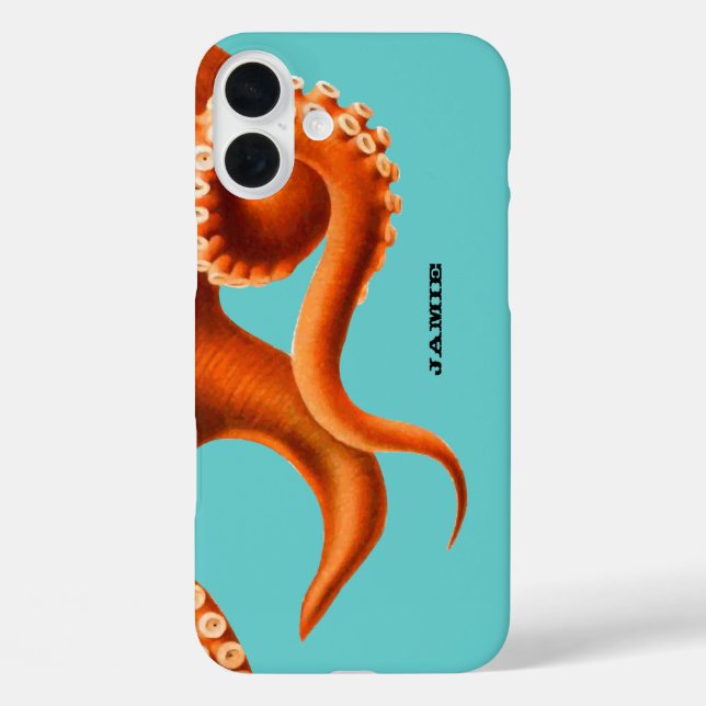 Kühle Aqua und Orangen-Oktopus Case-Mate iPhone Hülle (Rückseite)