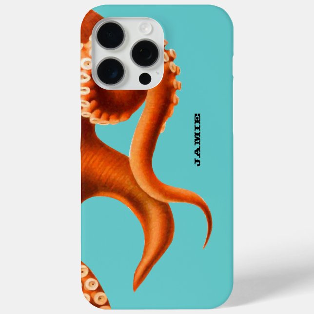 Kühle Aqua und Orangen-Oktopus Case-Mate iPhone Hülle (Rückseite)