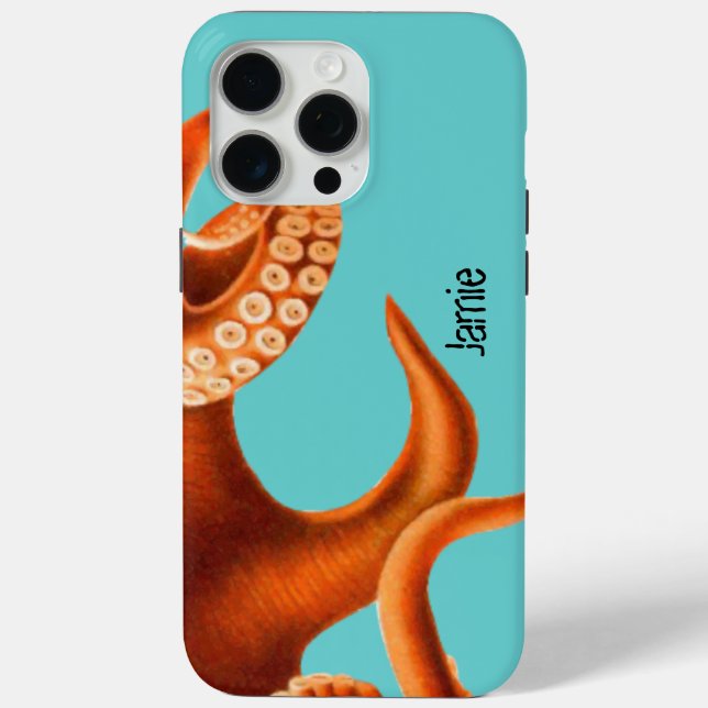 Kühle Aqua und Orangen-Oktopus Case-Mate iPhone Hülle (Rückseite)