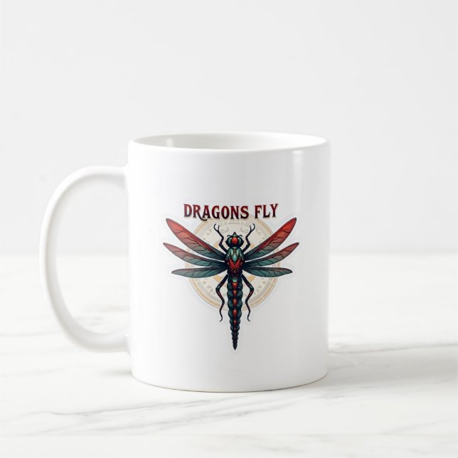 Kühle bearbeitete Steampunk Libelle - Drachen flie Kaffeetasse (Links)