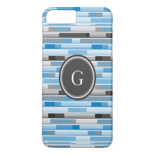 Kühle blau-graue schwarze Streifen Custom Monogram Case-Mate iPhone Hülle