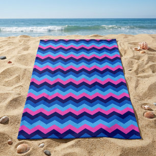 Kühle Blau Rosa Chevron Muster Strandtuch