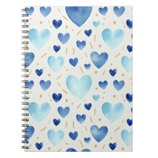 Kühle Blaue Aquarell-Herzen Notizblock