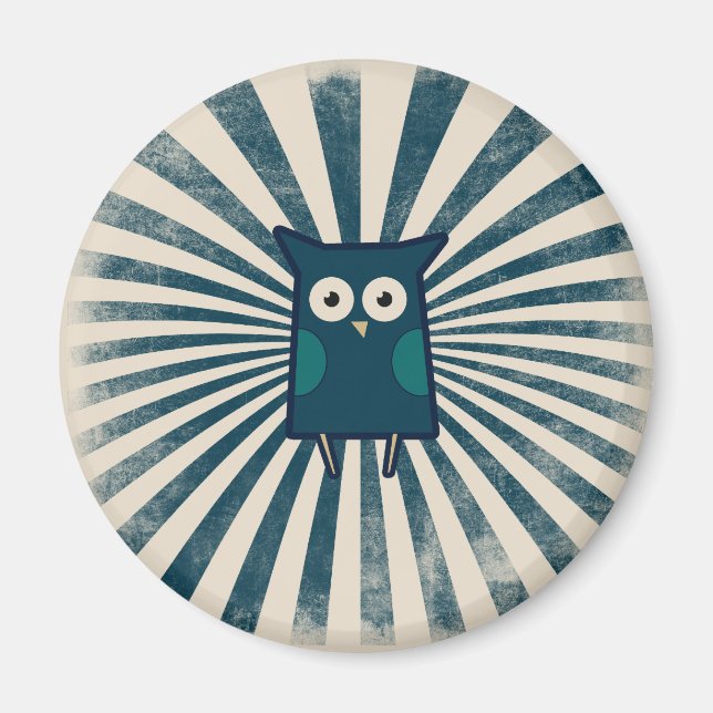 Kühle Blaue Eule Magnet (Vorne)
