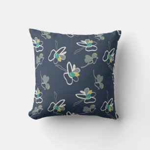 Kühle Blaue Frühlingsblumenmuster Kissen