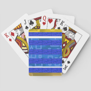 Kühle blaue goldene geometrische Streifen Spielkarten