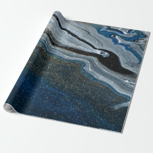 Kühle blaue Marmortextur Geschenkpapier