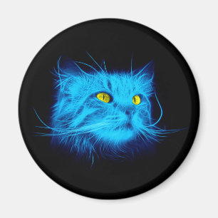 Kühle blaue Neon-Katz-Kunst - Leuchtendes Tierdesi Magnet