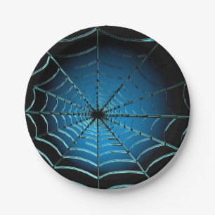 Kühle Blaue Spinnennetz Pappteller