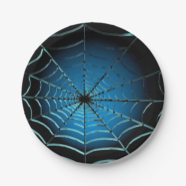 Kühle Blaue Spinnennetz Pappteller (Vorderseite)