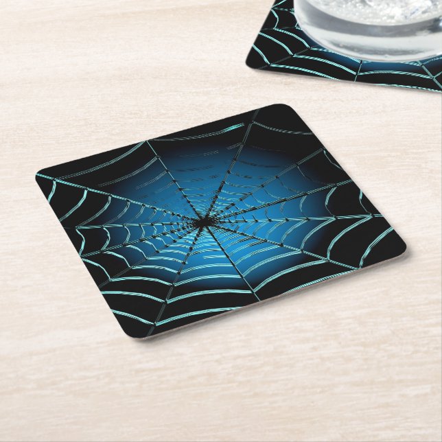 Kühle Blaue Spinnennetz Rechteckiger Pappuntersetzer (angewinkelt)