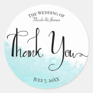 Kühle Blaue Wasserwelle Spritzer Hochzeit Danke sc Runder Aufkleber