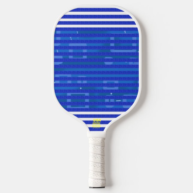Kühle blaue weiße geometrische Streifen Pickleball Schläger (Vorderseite)