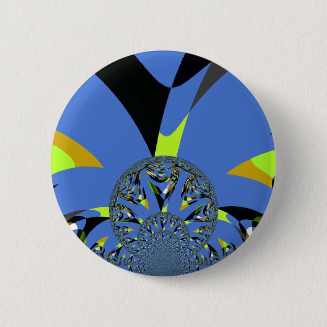 Kühle Bögen mit fraktalen Kugeln Kunstdesign Button (Vorderseite)
