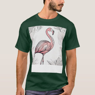 Kühle Bunte Flamingo-Porträt-Grafik T-Shirt
