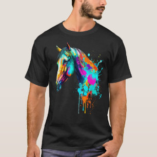Kühle Bunte Ich Liebe Pferdekopf Aquarell T-Shirt