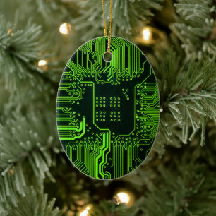 Kühle Computer-Schaltplatine Grün Keramik Ornament