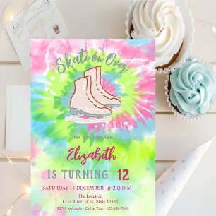 Kühle Eisskates Tie Dye Geburtstag Einladung